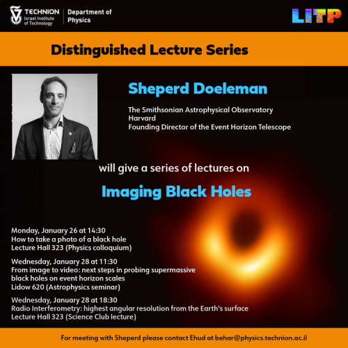 Distinguished Lecture Series  - Sheperd Doeleman Jan 26-28 poster