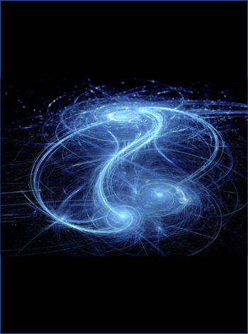 Simulation of colliding galaxies and matter transfer. SAKKMESTERKE / SCIENCE PHOTO LIBRARY