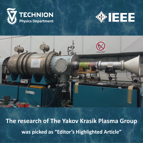 The research of The Yakov Krasik Plasma Group was picked as “Editor’s Highlighted Article”