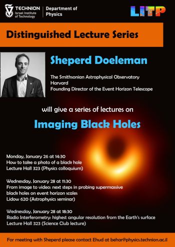 Distinguished Lecture Series  - Sheperd Doeleman Jan 26-28 poster